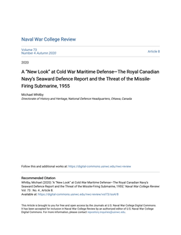 At Cold War Maritime Defense—The Royal Canadian Navy's Seaward