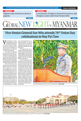 Vice-Senior General Soe Win Attends 74Th Union Day Celebrations in Nay Pyi Taw