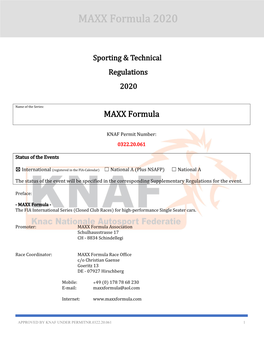 Sporting & Technical Regulations 2020