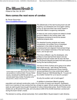 Here Comes the Next Wave of Condos ‐ 10/29/2011 | Miamiherald.Com H�P