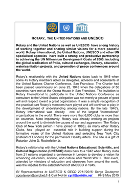 Rotary, the United Nations and UNESCO