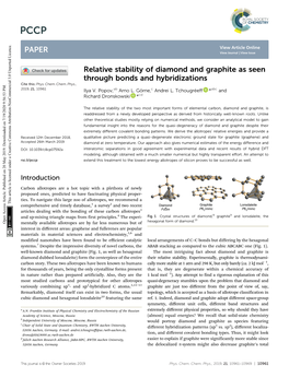 Relative Stability of Diamond and Graphite As Seen Through Bonds and Hybridizations Cite This: Phys