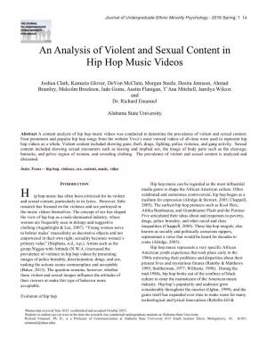 An Analysis of Violent and Sexual Content in Hip Hop Music Videos