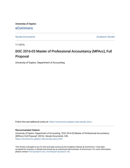 DOC 2016-03 Master of Professional Accountancy (Mpacc), Full Proposal