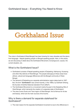Gorkhaland Issue – Everything You Need to Know