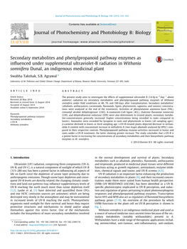 Secondary Metabolites and Phenylpropanoid Pathway Enzymes