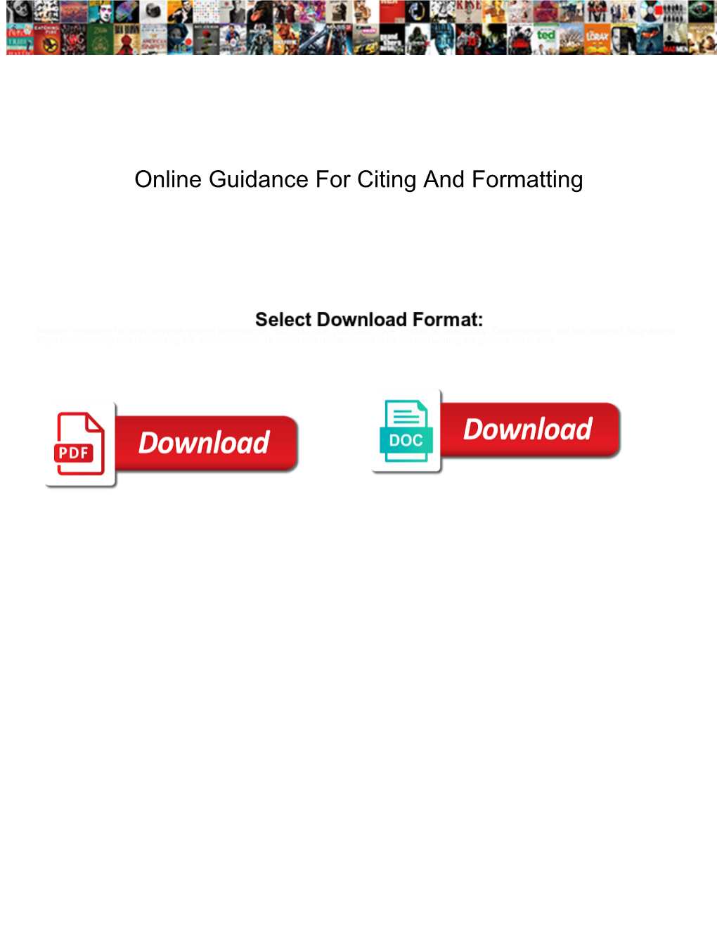 Online Guidance for Citing and Formatting