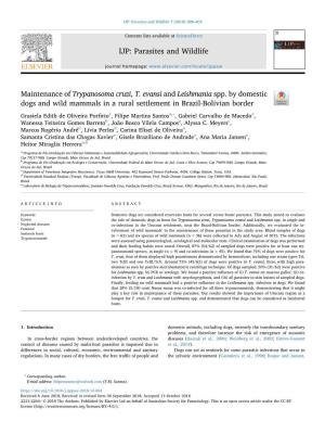 Maintenance of Trypanosoma Cruzi, T. Evansi and Leishmania Spp