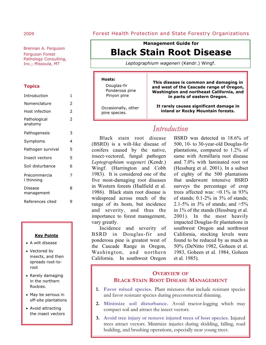 Forest Insect & Disease Management Guide for the Northern and Central