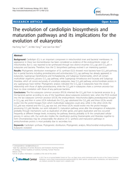 The Evolution of Cardiolipin Biosynthesis and Maturation