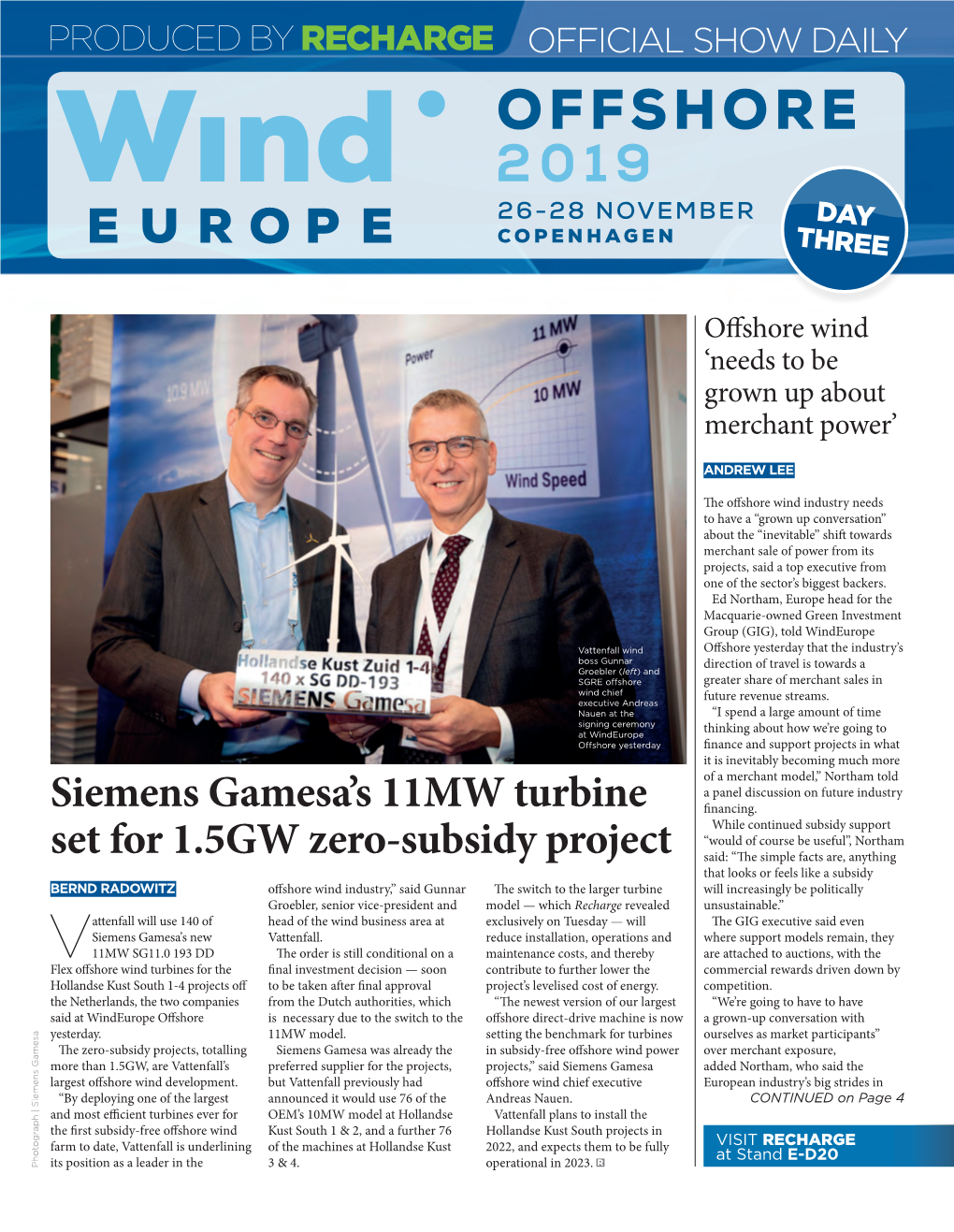 Siemens Gamesa's 11MW Turbine Set for 1.5GW Zero-Subsidy Project