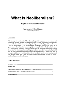 What Is Neoliberalism?