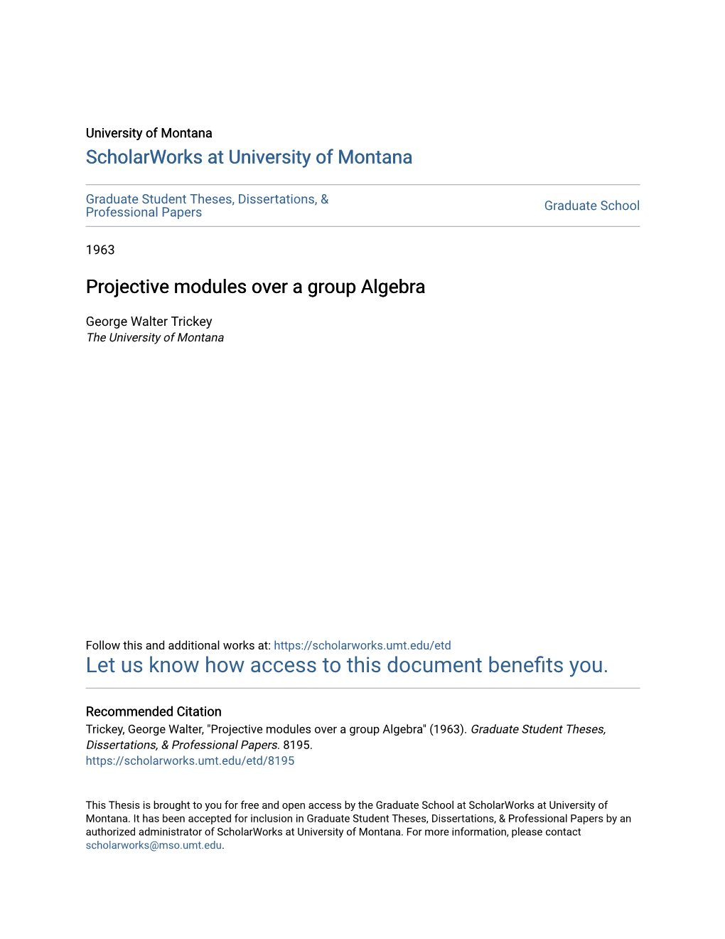 Projective Modules Over a Group Algebra