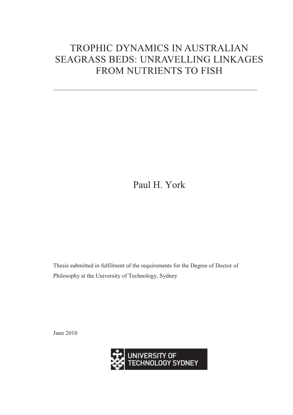 Trophic Dynamics in Australian Seagrass Beds: Unravelling Linkages from Nutrients to Fish