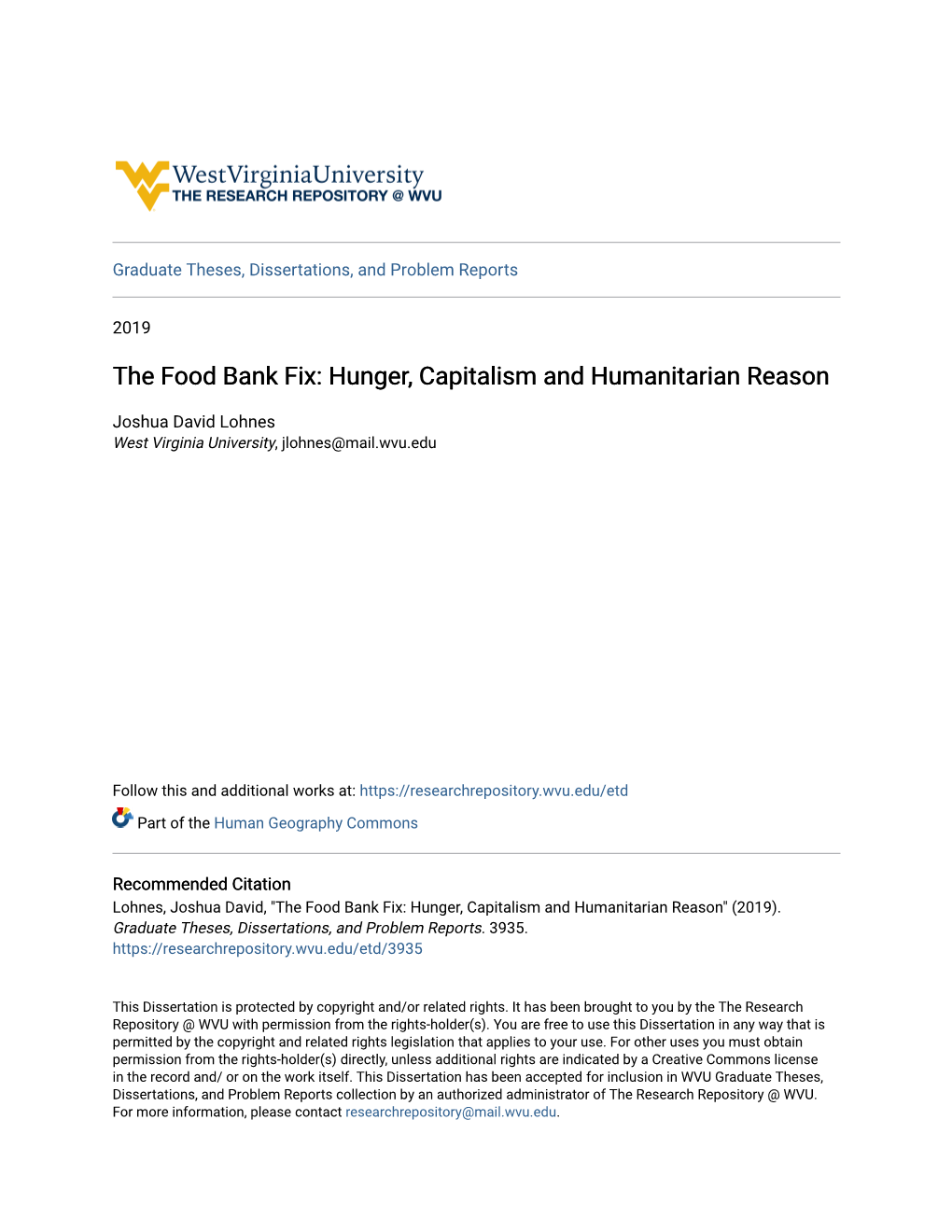 The Food Bank Fix: Hunger, Capitalism and Humanitarian Reason