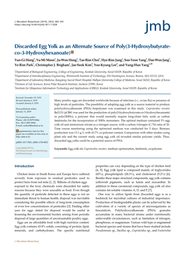 Discarded Egg Yolk As an Alternate Source of Poly(3-Hydroxybutyrate