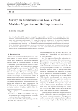Survey on Mechanisms for Live Virtual Machine Migration and Its Improvements
