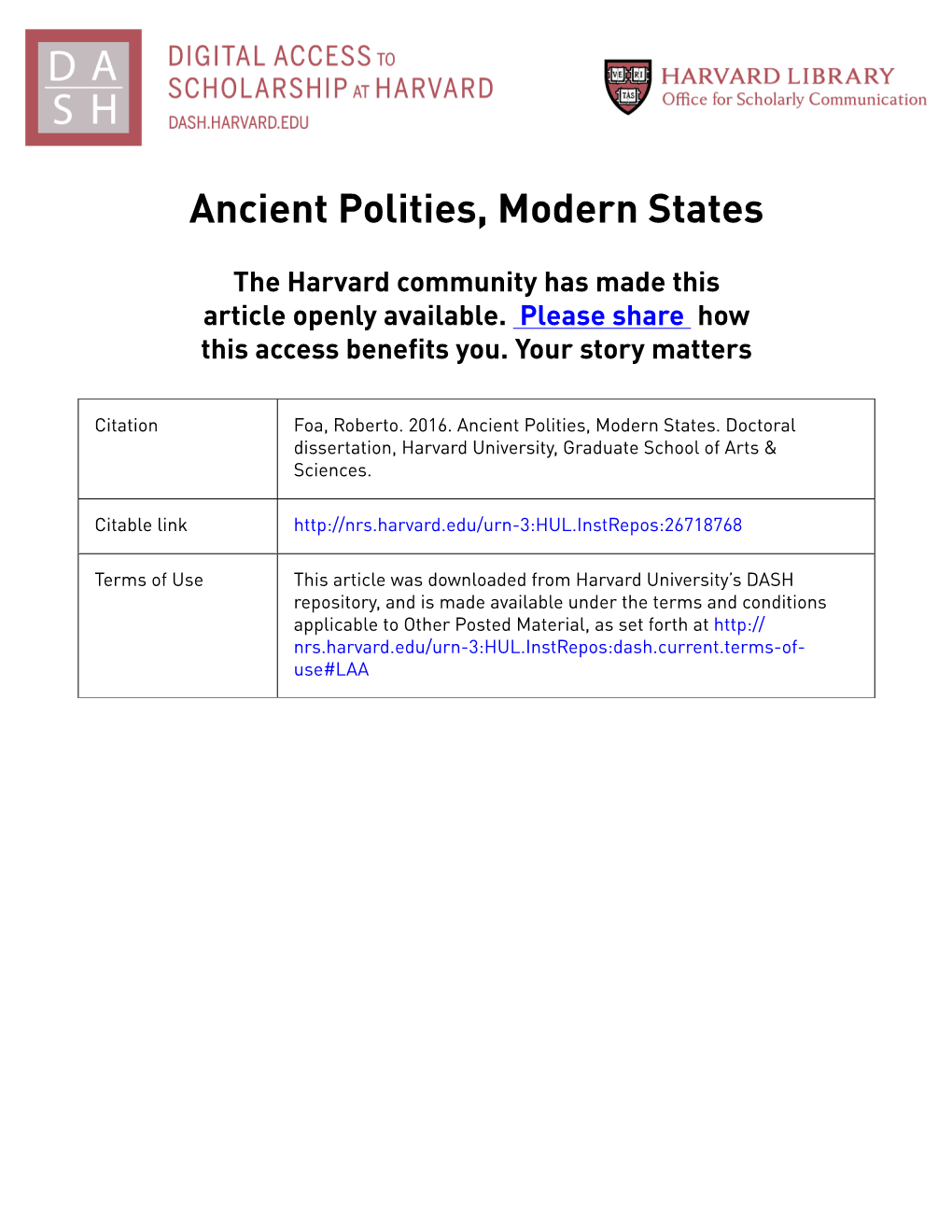 Ancient Polities, Modern States