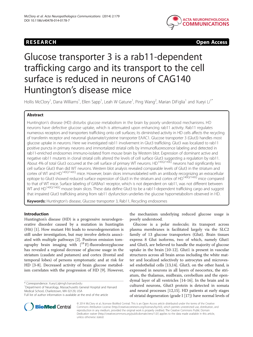 Glucose Transporter 3 Is a Rab11-Dependent Trafficking Cargo
