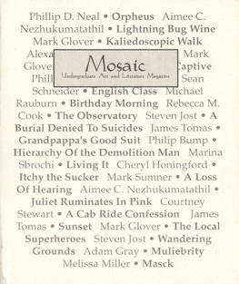 Literature Section TABLE of CONTENTS FOREWORD Mosaic Is a Magazine Created from the Efforts and Contributions of