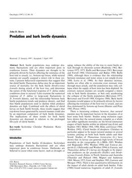 Predation and Bark Beetle Dynamics