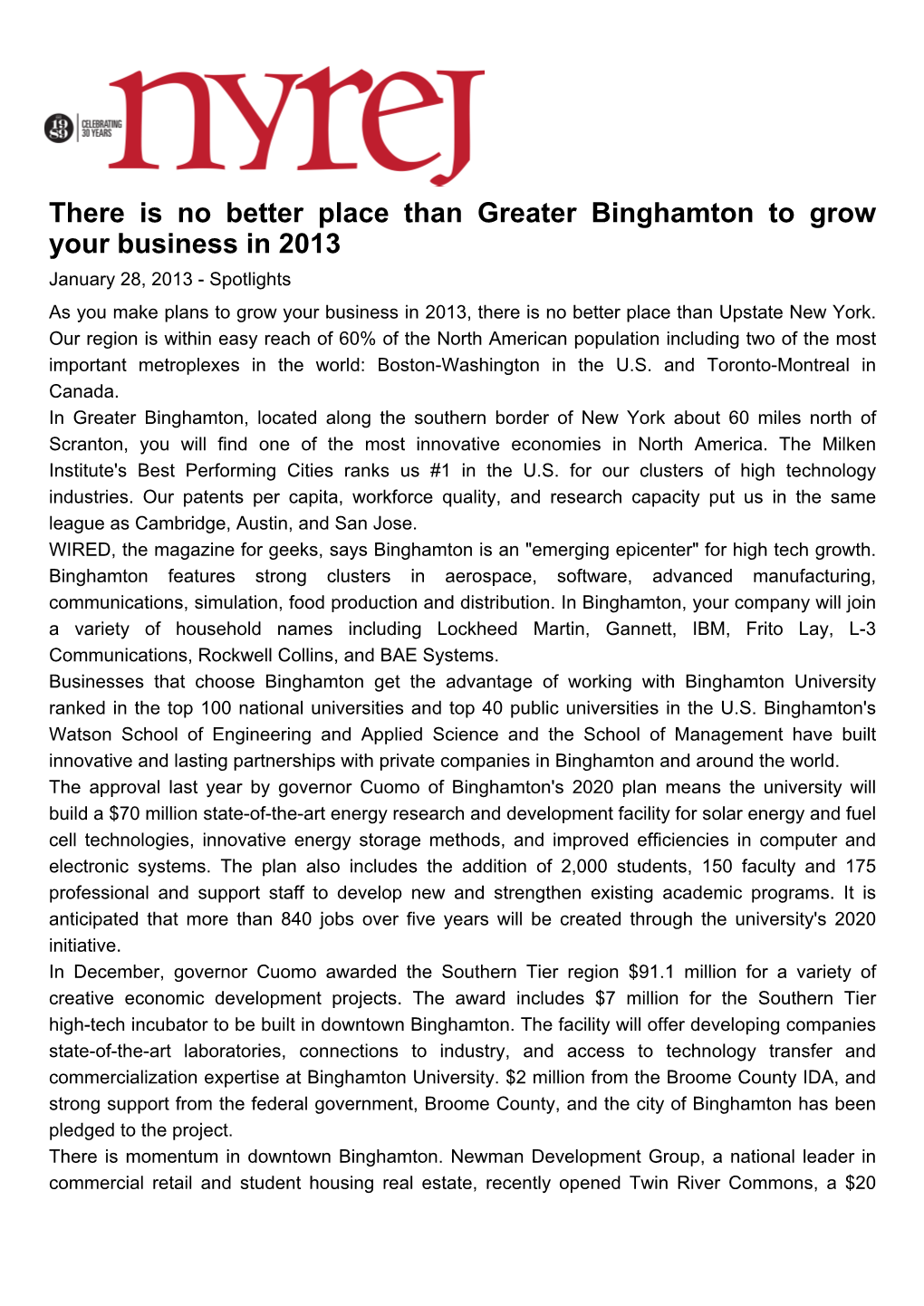 There Is No Better Place Than Greater Binghamton to Grow Your Business