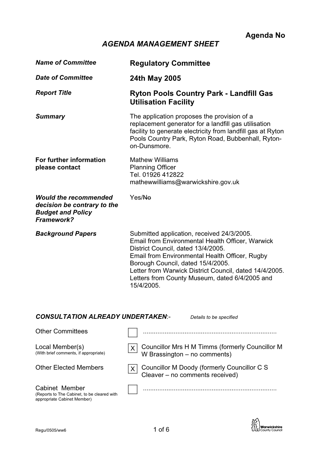 Ryton Pools Country Park - Landfill Gas Utilisation Facility