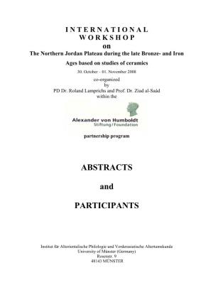 ABSTRACTS and PARTICIPANTS