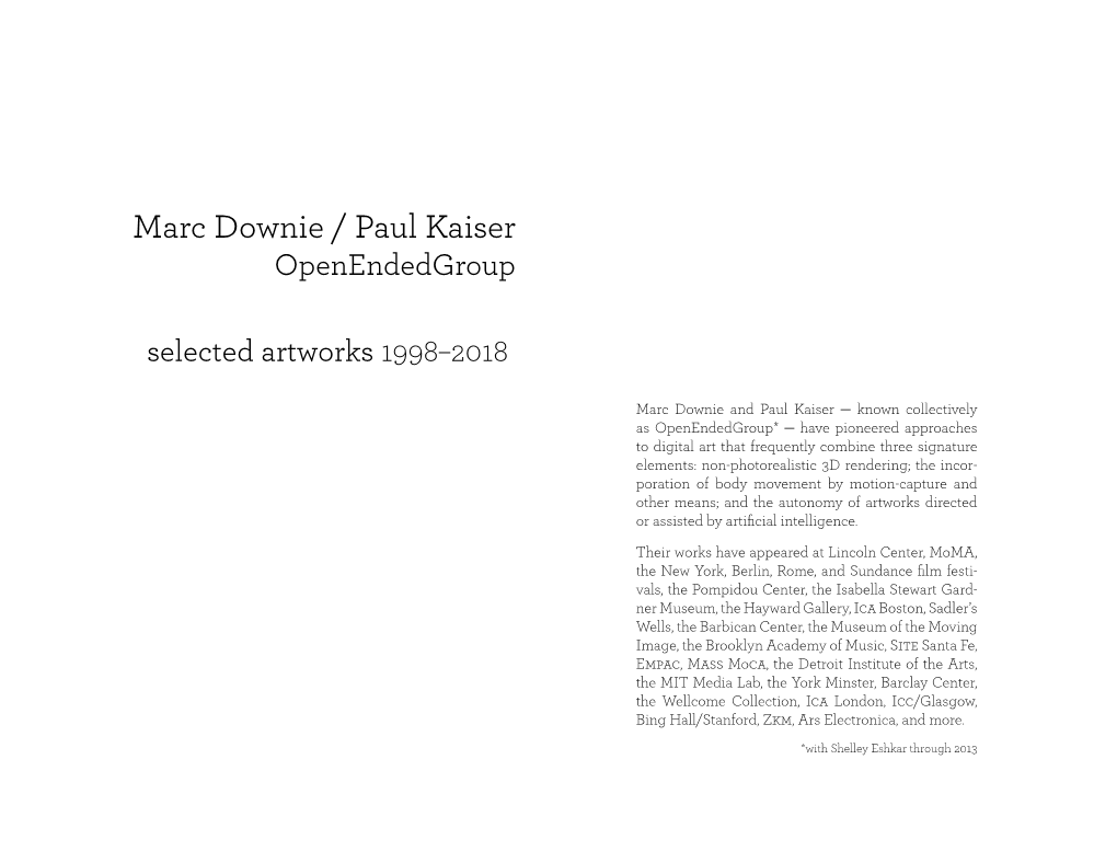 Marc Downie / Paul Kaiser Openendedgroup