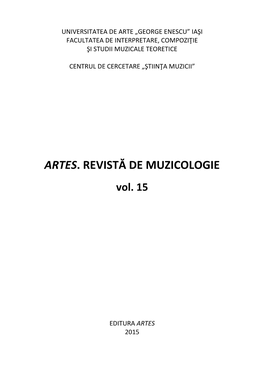 ARTES. REVISTĂ DE MUZICOLOGIE Vol
