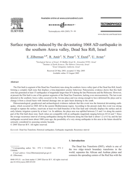 Surface Ruptures Induced by the Devastating 1068 AD Earthquake in the Southern Arava Valley, Dead Sea Rift, Israel