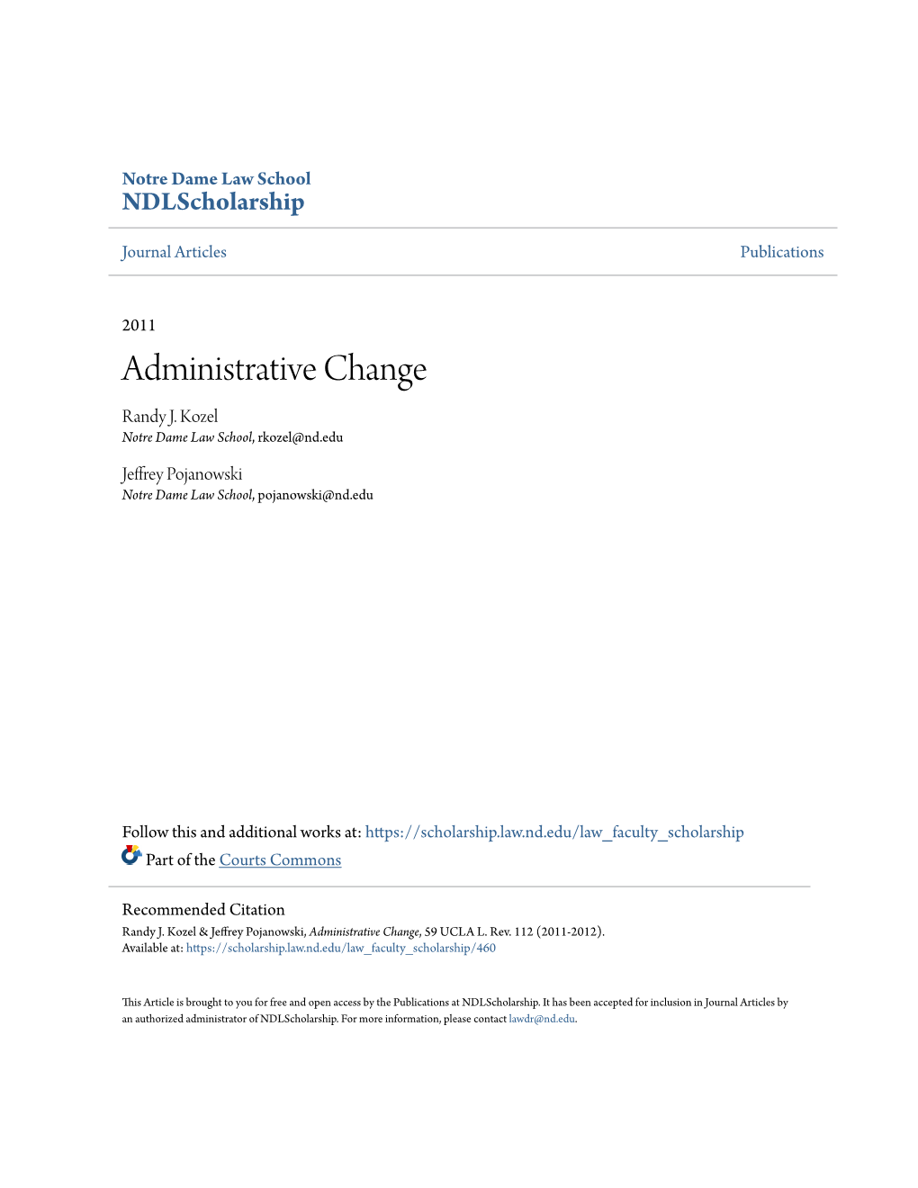 Administrative Change Randy J
