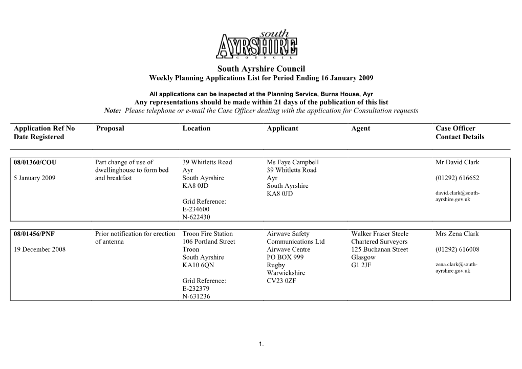 Planning0116wklylist.Pdf