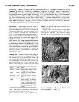 GEOLOGIC MAPPING of the AC-H-08 NAWISH QUADRANGLE of CERES from Nasas DAWN MISSION