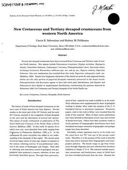 V/ New Cretaceous and Tertiary Decapod Crustaceans from Western
