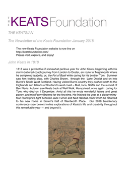 THE KEATSIAN the Newsletter of the Keats Foundation January 2018