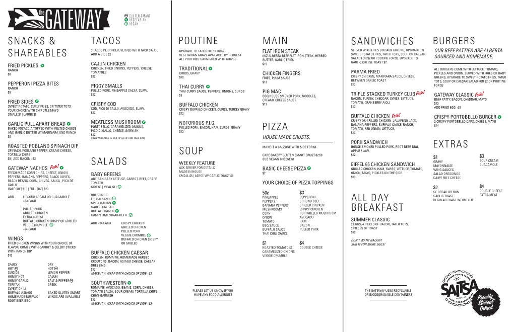 Snacks & Shareables Soup Sandwiches Poutine Pizza