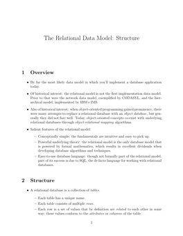 The Relational Data Model: Structure