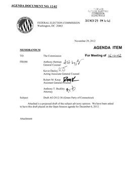 Agenda Item Memorandum