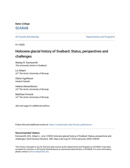 Holocene Glacial History of Svalbard: Status, Perspectives and Challenges