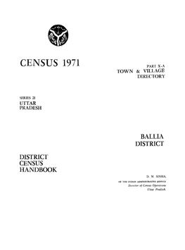 District Census Handbook, Ballia, Part X-A, Series-21, Uttar Pradesh