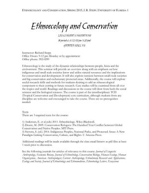Ethnoecology and Conservation, Spring 2015, J