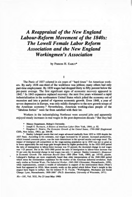 The Lowell Female Labor Reform Association and the New England Workingmen's Association