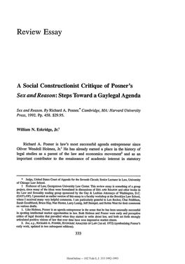 A Social Constructionist Critique of Posner's Sex and Reason