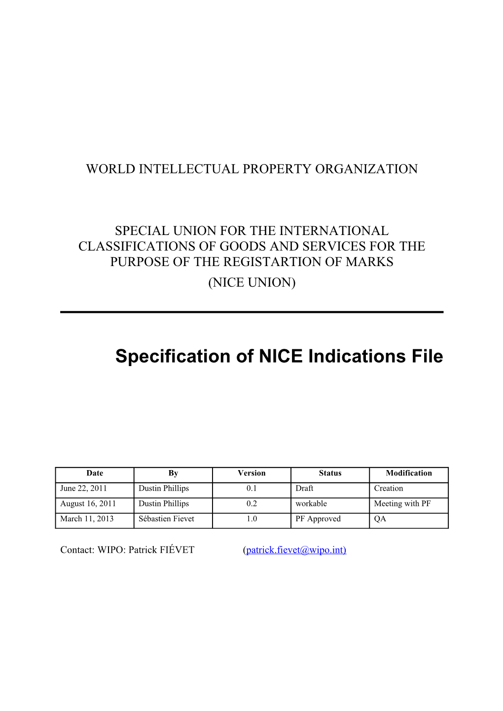 Specification Of NICE Indications File