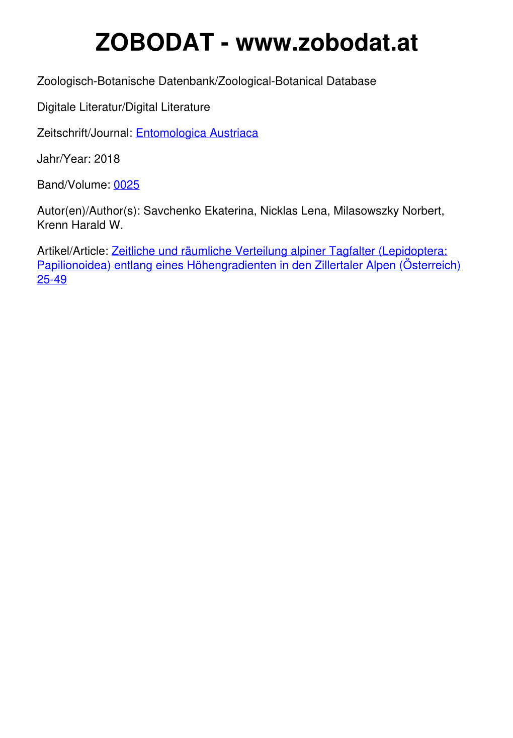 Österreich) 25-49 Entomologica Austriaca Band 25: 25–49 Wien, 17.03.2018