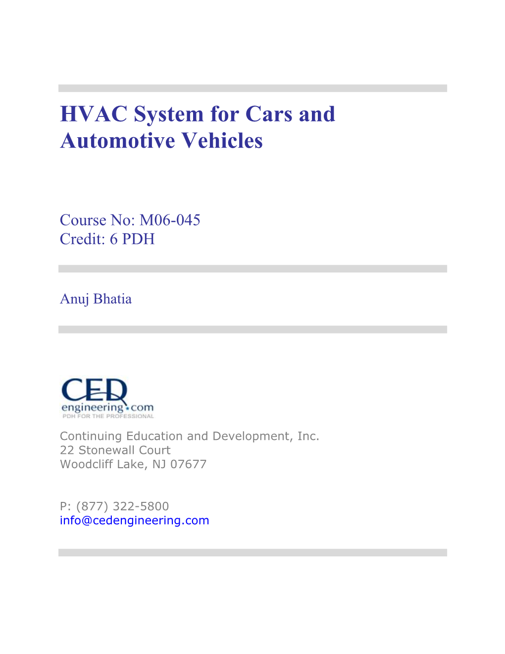 HVAC System for Cars and Automotive Vehicles