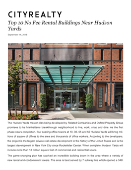 Top 10 No Fee Rental Buildings Near Hudson Yards September 14, 2018