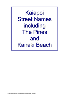 Kaiapoi Street Names Including the Pines and Kairaki Beach