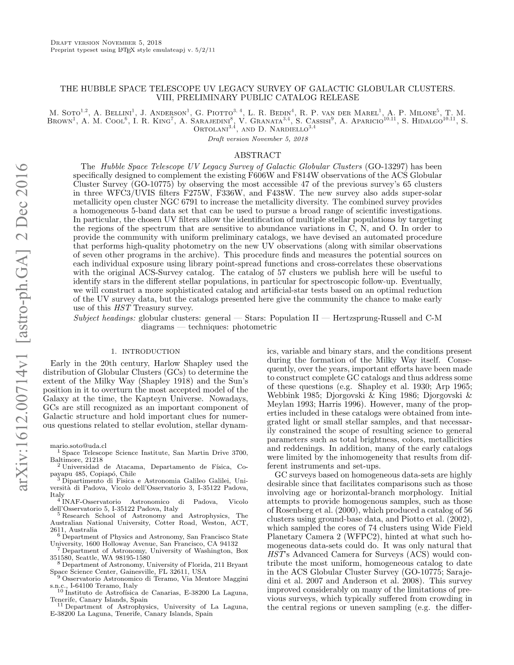 The Hubble Space Telescope Uv Legacy Survey of Galactic Globular Clusters